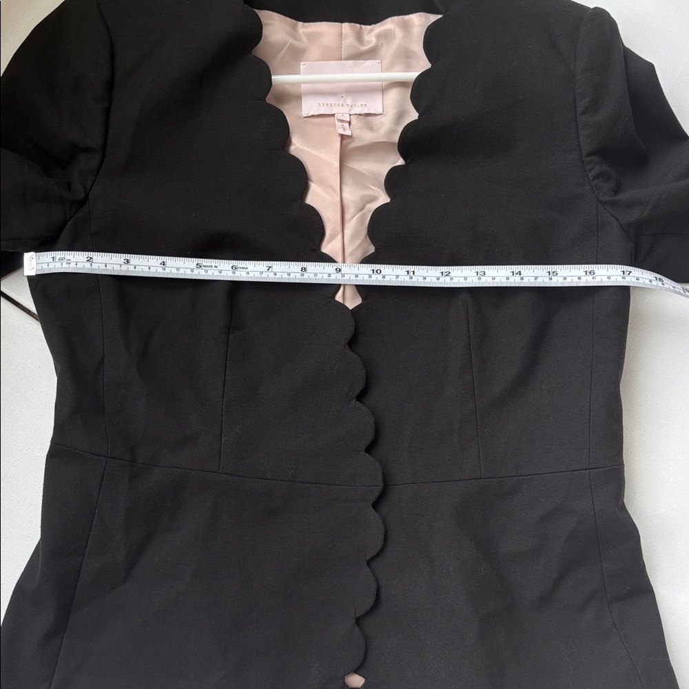 Rebecca Taylor Scalloped Edge Black Blazer Jacket Suit 4 - Picture 6 of 7